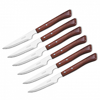 Набор столовых ножей для стейка Steak Knives, рукоять дерево, 11 см, 6 шт.