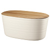 Изображение товара Хлебница с бамбуковой крышкой Tierra, 10 л, молочно-белая
