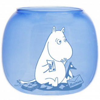 Подсвечник стеклянный Moomin, Муми-Тролль, 11 см, голубой