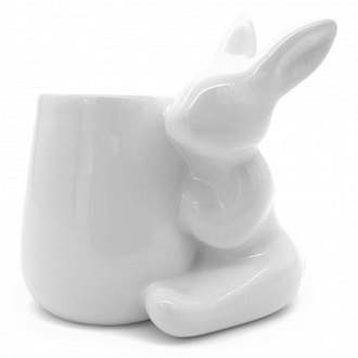 Стаканчик для ватных палочек Кролики-чистюли, 8 см, белый