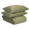 Изображение товара Комплект постельного белья из сатина цвета шалфея с брашинг-эффектом из коллекции Essential, 200х220 см