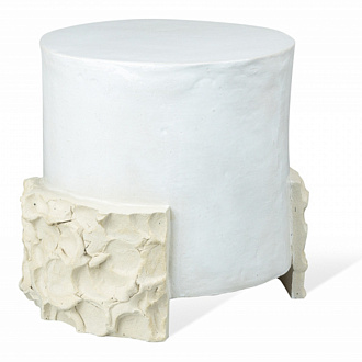 Столик керамический Облака, Ø37х45 см, белый/песочный