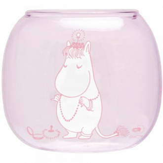 Подсвечник стеклянный Moomin, Фрекен Снорк, 11 см, розовый