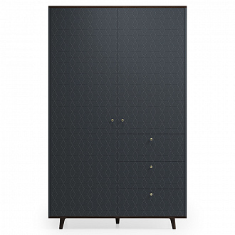 Шкаф Twin, TW222, 139х60х225 см, темный дуб, графитовый