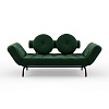 Изображение товара Кушетка Ghia Haylo с круглыми подушками и чёрными ножками, зеленая