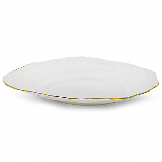 Тарелка плоская, Ø22 см, белая с золотым декором