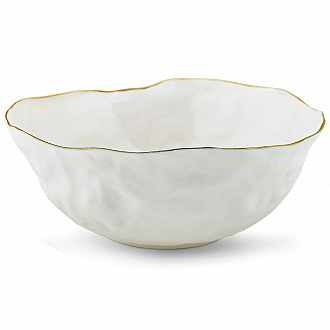 Тарелка глубокая, Ø16 см, белая с золотым декором